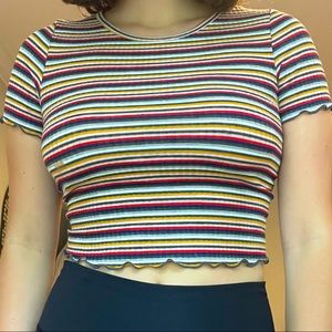 Colorful Short Sleeved Crop Top